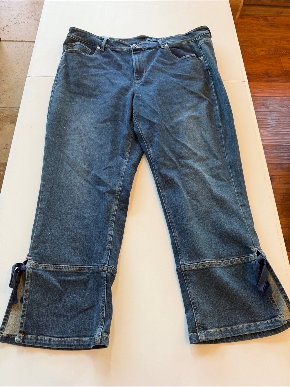 J. Jill Dark Blue Cropped Tie-Hem Jeans